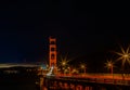 Golden gate bridge San Francisco with night time car lights trails Royalty Free Stock Photo