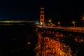 Golden gate bridge San Francisco with night time car lights trails Royalty Free Stock Photo