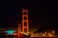 Golden gate bridge San Francisco with night time car lights trails Royalty Free Stock Photo