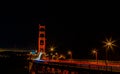 Golden gate bridge San Francisco with night time car lights trails Royalty Free Stock Photo