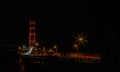 Golden gate bridge San Francisco with night time car lights trails Royalty Free Stock Photo