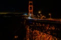 Golden gate bridge San Francisco with night time car lights trails Royalty Free Stock Photo