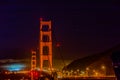Golden gate bridge San Francisco with night time car lights trails Royalty Free Stock Photo