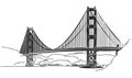 Golden Gate Bridge, San Francisco, Outline Sketch