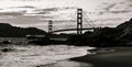 Golden Gate Bridge of San Francisco in a panoramic and sepia tone Royalty Free Stock Photo
