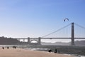 Golden Gate Bridge of San Francisco seen from Crissy Field Beach Royalty Free Stock Photo