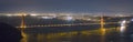 Golden Gate Bridge and San Francisco skyline panorama at night Royalty Free Stock Photo