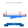 Golden Gate Bridge San Francisco United States USA vector flat