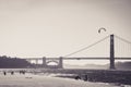 Golden Gate Bridge of San Francisco seen from Crissy Field Beach Royalty Free Stock Photo