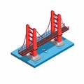 Golden Gate Bridge, San Fransisco, Miniature Landmark building. illustration in Isometric flat style