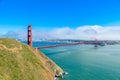 Golden Gate Bridge with the skyline of San Francisco in the background on a beautiful sunny day with blue sky and clouds in summer Royalty Free Stock Photo