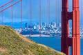 Golden Gate Bridge with the skyline of San Francisco in the background on a beautiful sunny day with blue sky and clouds in summer Royalty Free Stock Photo