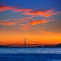 Golden Gate bridge sunset in San Francisco California Royalty Free Stock Photo