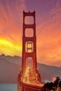 Golden Gate Bridge at sunset, San Francisco, California Royalty Free Stock Photo