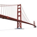 Golden Gate Bridge on white. 3D illustration Royalty Free Stock Photo