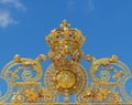 Golden gate of Chateau de Versailles with blue sky - Versailles, France Royalty Free Stock Photo