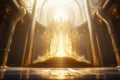 Golden gates of heaven - Guardians of the Gate: Saint Peter and the Pearly Entrance. Glowing golden throne Royalty Free Stock Photo