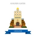 Golden Gates Kyiv Kiev Ukraine flat vector attraction landmark Royalty Free Stock Photo