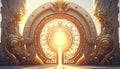 golden gates portal, digital art illustration, Generative AI