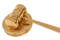 Golden gavel isolated on white background - law concept