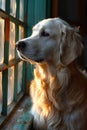 Golden Gaze: A Devoted Dog\'s Longing for Reunion Through the Win