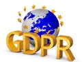 Golden GDPR 3D concept isolated on white