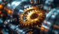 Golden Gear at the Heart of the Machine Royalty Free Stock Photo