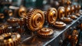 Golden Gears on Machinery Royalty Free Stock Photo