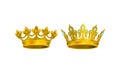 Golden Gem-incrusted Crowns as Monarch Head Adornment Vector Set Royalty Free Stock Photo