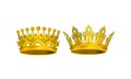 Golden Gem-incrusted Crowns as Monarch Head Adornment Vector Set Royalty Free Stock Photo