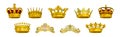 Golden Gem-incrusted Crowns as Monarch Head Adornment Vector Set Royalty Free Stock Photo