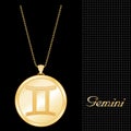 Golden Gemini Pendant Necklace Royalty Free Stock Photo