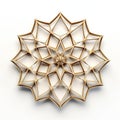 Golden Geometric Flower: Symmetrical Arrangement On White Background