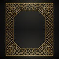 Golden Geometric Frame on Black Background Royalty Free Stock Photo
