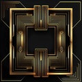 Golden geometric frame on black background. Vector illustration. Eps 10. Royalty Free Stock Photo