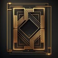 Golden geometric frame on black background. Vector illustration. Eps 10. Royalty Free Stock Photo