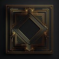 Golden geometric frame on a black background. Vector illustration for your design Royalty Free Stock Photo