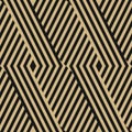 Golden geometric lines seamless pattern. Luxury gold and black graphic background Royalty Free Stock Photo