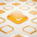 Golden geometric pattern with central symbol isolated on white background Royalty Free Stock Photo