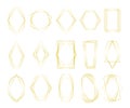 Golden geometric polygon. Decorative border hexagon and pentagon shapes, luxury minimal decorative elements for wedding