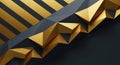 Abstract golden geometric shapes rising on dark background Royalty Free Stock Photo