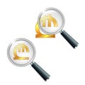 Golden Georgian lari currency sign with magnifying glass. Royalty Free Stock Photo