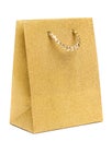 Golden gift bag isolated Royalty Free Stock Photo