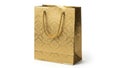 Golden gift bag isolated on white background Royalty Free Stock Photo