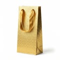 Golden gift bag isolated on white background isolated on white background Royalty Free Stock Photo