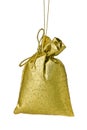 Golden Gift bag tree decoration isolated on white Royalty Free Stock Photo