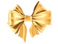 Golden gift bow, front view. 3D rendering Royalty Free Stock Photo