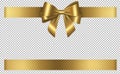 Golden gift bow and ribbon illustration for christmas and birthday decorations