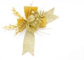 Golden gift bow Ribbon Isolated on white Royalty Free Stock Photo