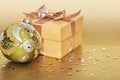 Golden gift box Royalty Free Stock Photo